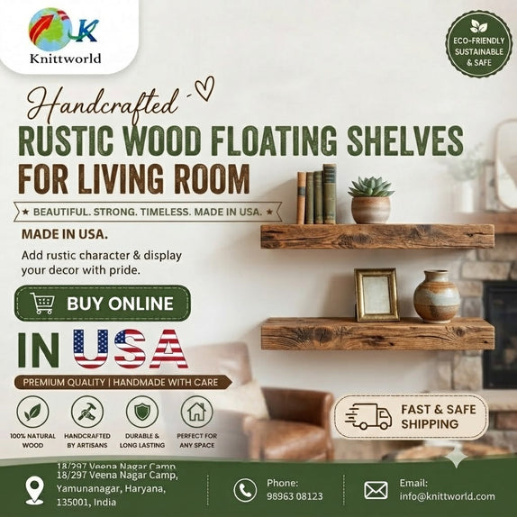 Rustic Floating Shelves Living Room in Usa