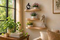 Modern Art Floating Shelf, Rustic Wood Wall Shelf, Bathroom Shelf, Kitchen Shelf, Plant Display Farmhouse Home Décor,