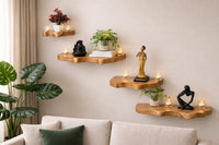 Rustic Live Edge Wall Mounted Floating Shelves, Natural Wood, Kitchen Bathroom Storage Display (10" W X 6" D X 1.5" (Inches))