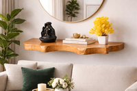 Rustic Live Edge Wall Mounted Floating Shelves, Natural Wood, Kitchen Bathroom Storage Display (10" W X 6" D X 1.5" (Inches))