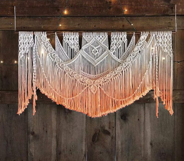 Macrame, Wall Art, Hand Dip Dye Art Tapestry, Large Bohemian Home Wall Décor