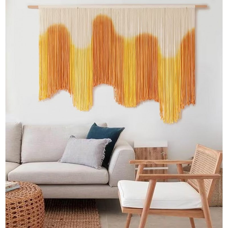 Beautiful Macrame Yarn-Art Large boho wall décor Tapestry Mountain art farmhouse living room bedroom entryway wall décor W 59 X L 37 Inches