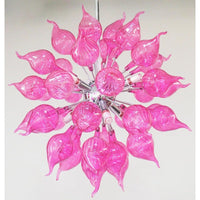 Modern Hand Blown Glass Hanging Pendant Light Pink Flower Bud Art Deco Chandelier Fixture for Bedroom,Dining Room,Living Room Home Decortion