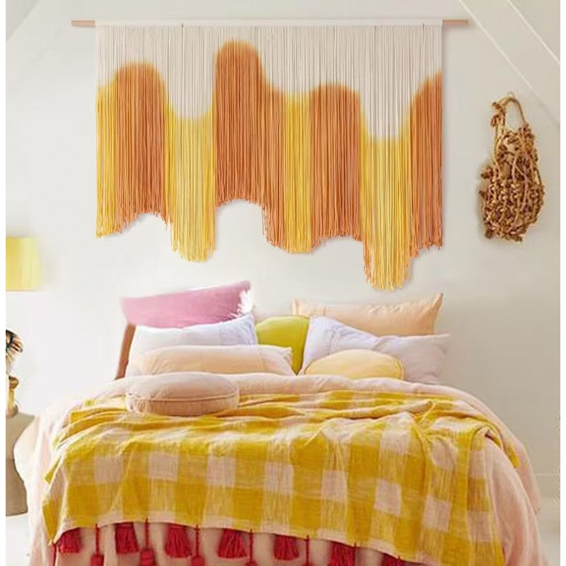 Beautiful Macrame Yarn-Art Large boho wall décor Tapestry Mountain art farmhouse living room bedroom entryway wall décor W 59 X L 37 Inches