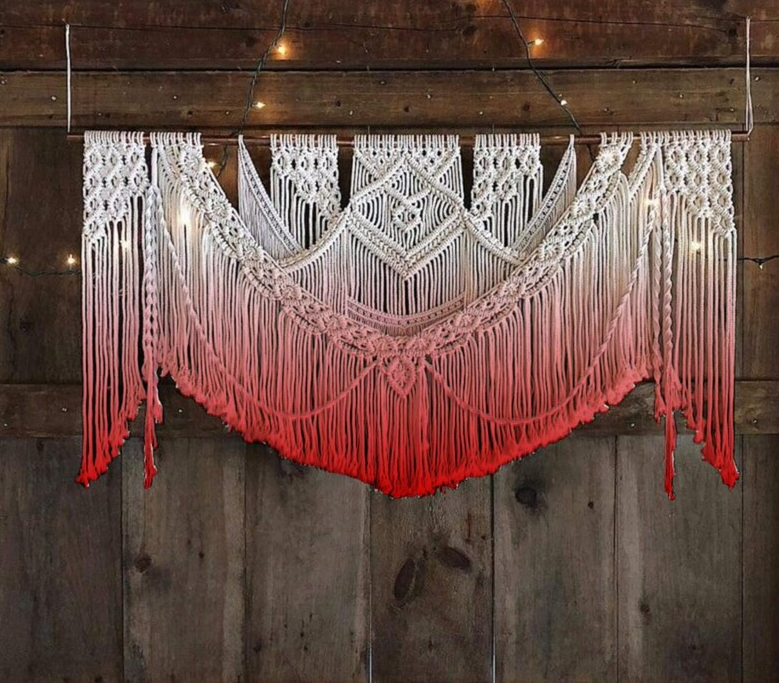 Macrame, Wall Art, Hand Dip Dye Art Tapestry, Large Bohemian Home Wall Décor