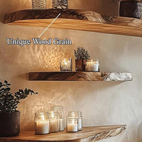Live Edge Floating Wall Shelf, Natural Wood Grain, Rustic Solid Wood Design (10" W X 6" D X 1.5" (Inches))