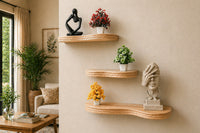 Modern Art Floating Shelf, Rustic Wood Wall Shelf, Bathroom Shelf, Kitchen Shelf, Plant Display Farmhouse Home Décor,