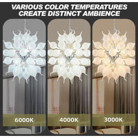 Modern Jade White Flower Bud Art Deco Chandelier Hand Blown Glass Hanging Pendant Light Fixture for Staircase, Hotel, Lobby, Kitchen