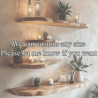 Live Edge Floating Wall Shelf, Natural Wood Grain, Rustic Solid Wood Design (10" W X 6" D X 1.5" (Inches))