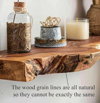 Rustic Live Edge Wall Mounted Floating Shelves, Natural Wood, Kitchen Bathroom Storage Display (10" W X 6" D X 1.5" (Inches))