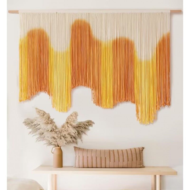 Beautiful Macrame Yarn-Art Large boho wall décor Tapestry Mountain art farmhouse living room bedroom entryway wall décor W 59 X L 37 Inches