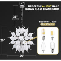 Modern Jade White Flower Bud Art Deco Chandelier Hand Blown Glass Hanging Pendant Light Fixture for Staircase, Hotel, Lobby, Kitchen