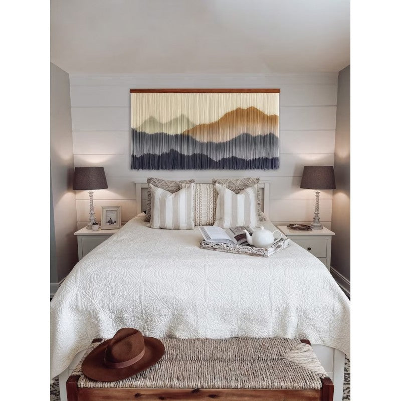 Beautiful Macrame Yarn wall hanging wall art Large boho wall décor Tapestry mountain art farmhouse living room bedroom entryway wall décor