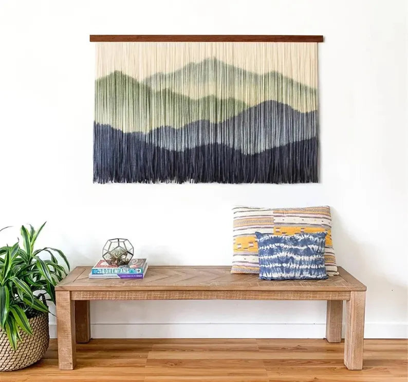 Artisan handcrafted macrame yarn wall hanging for modern home