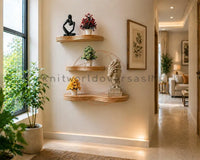 Handcrafted 8-inch solid teak shelf for unique boho wall decor USA