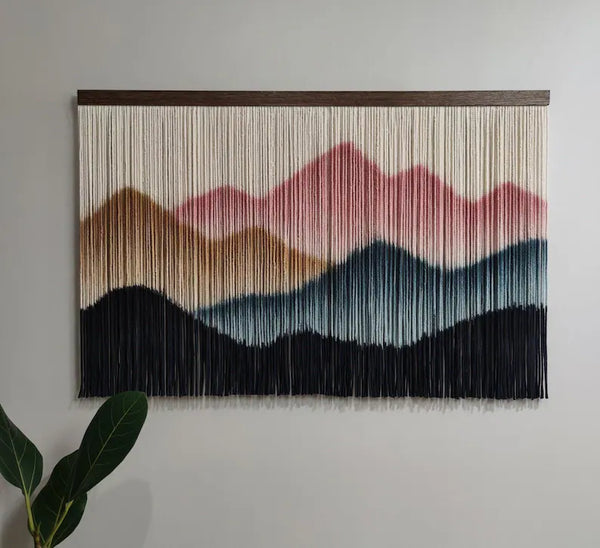 Handmade dip dye macrame tapestry for boho farmhouse wall decor USA