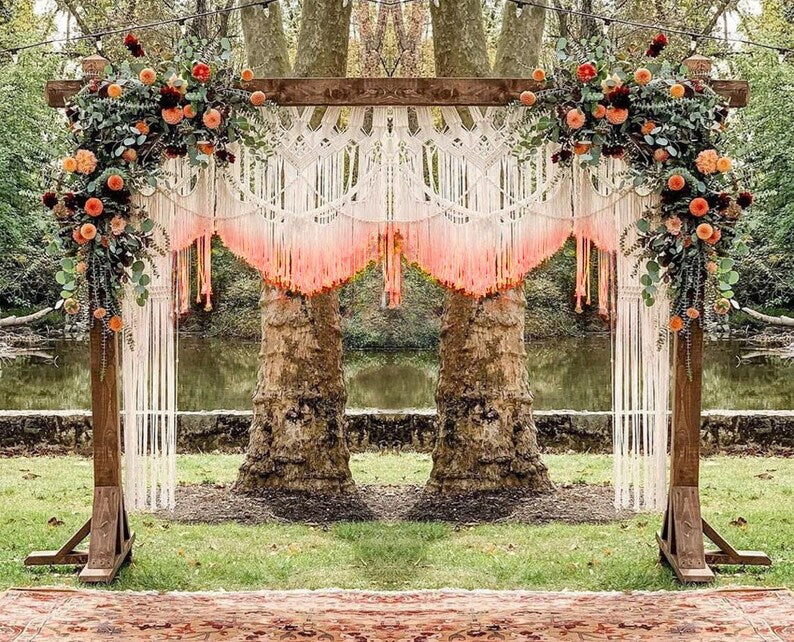 Large bohemian fiber art tapestry for living room wall styling