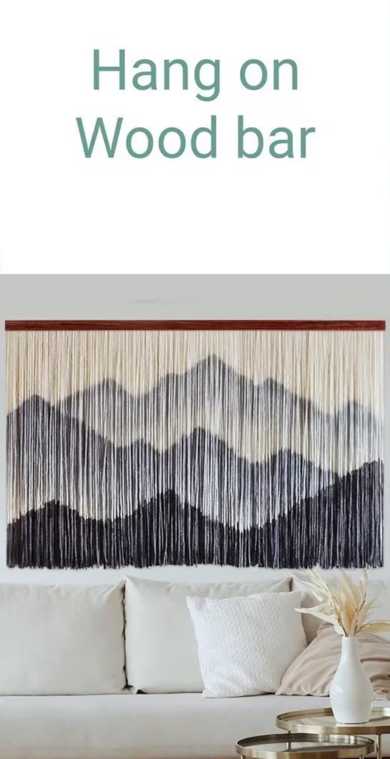 Large boho farmhouse wall hanging handcrafted with natural cotton