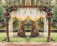 Handmade dip dye macrame backdrop for boho wedding ceremony decor