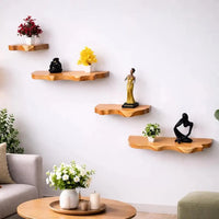 Live Edge Teak Floating Shelf, Bathroom Wall Shelf, Kitchen Shelf, Plant Wall Decor, Rustic Farmhouse Wood Shelf
