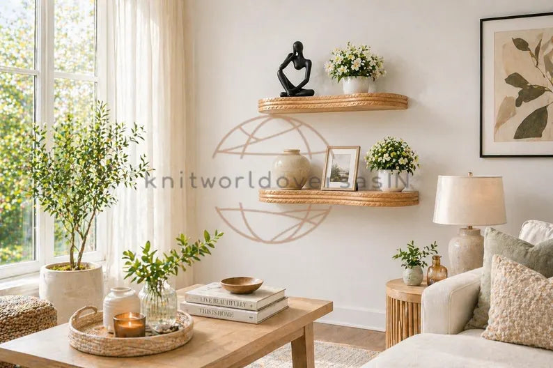 Premium teak floating ledge for bathroom storage and home organization