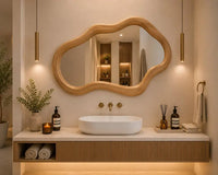 Scandinavian style asymmetrical wall mirror for minimalist home decor